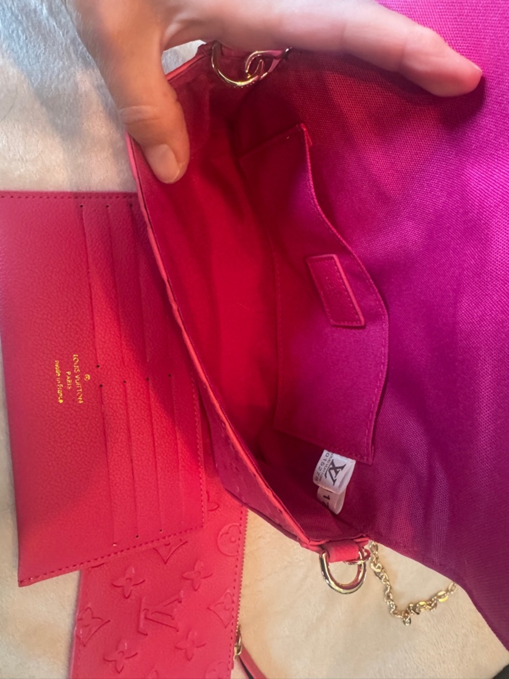 Louis Vuitton Fuchsia Monogram Chain Crossbody with Card Holder - Picture 3 of 10